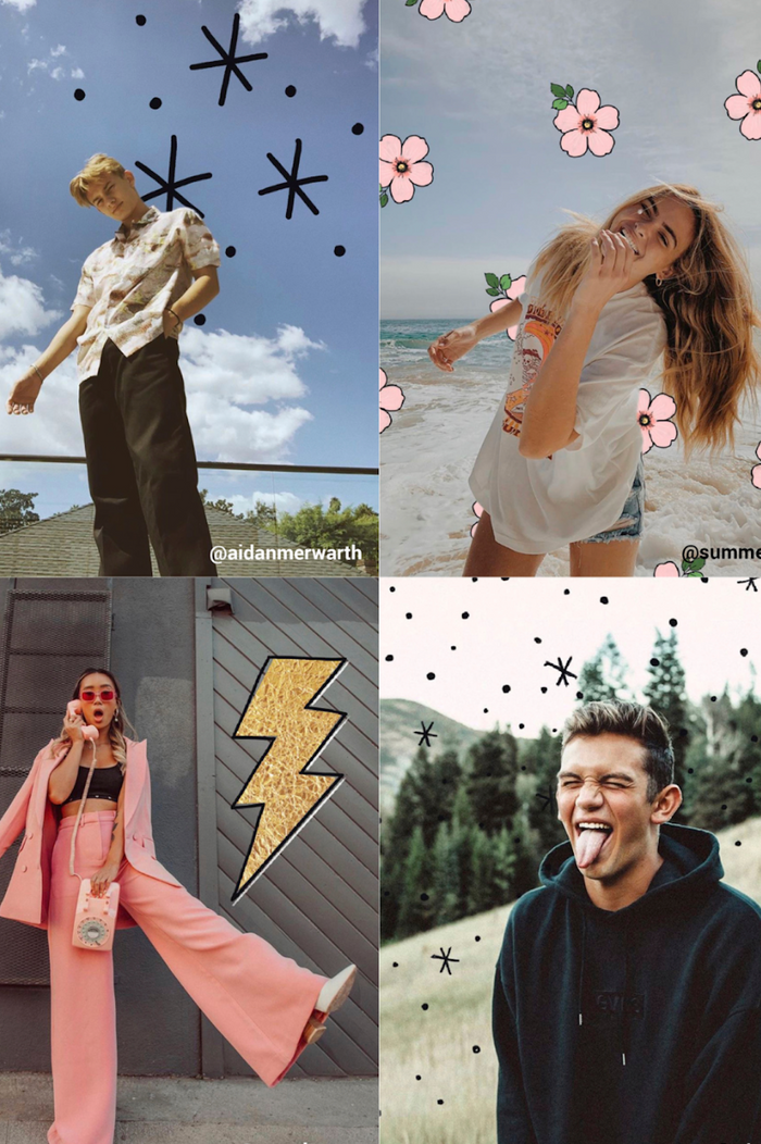collection of 4 photos with different doodle designs