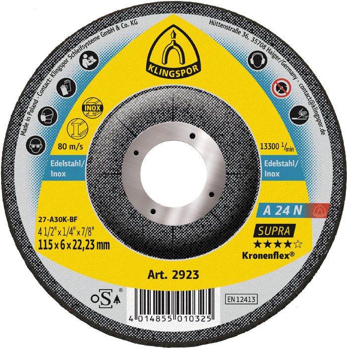 Kronenflex A24N Supra Grinding Discs For Stainless Steel Per/10