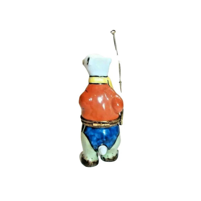 Fishing Polar Bear Fisherman Porcelain Limoges bear sports ocean beach fish French Trinket Box