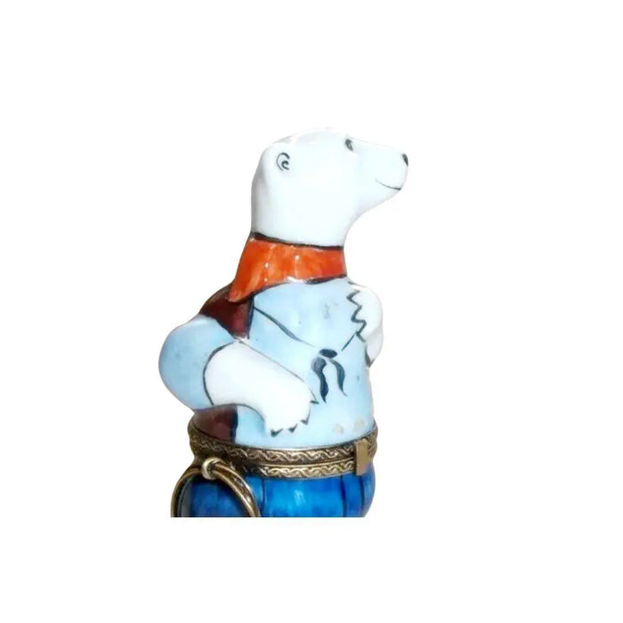 Cowboy Polar Bear Porcelain Limoges Bear sports fairy French Trinket Box