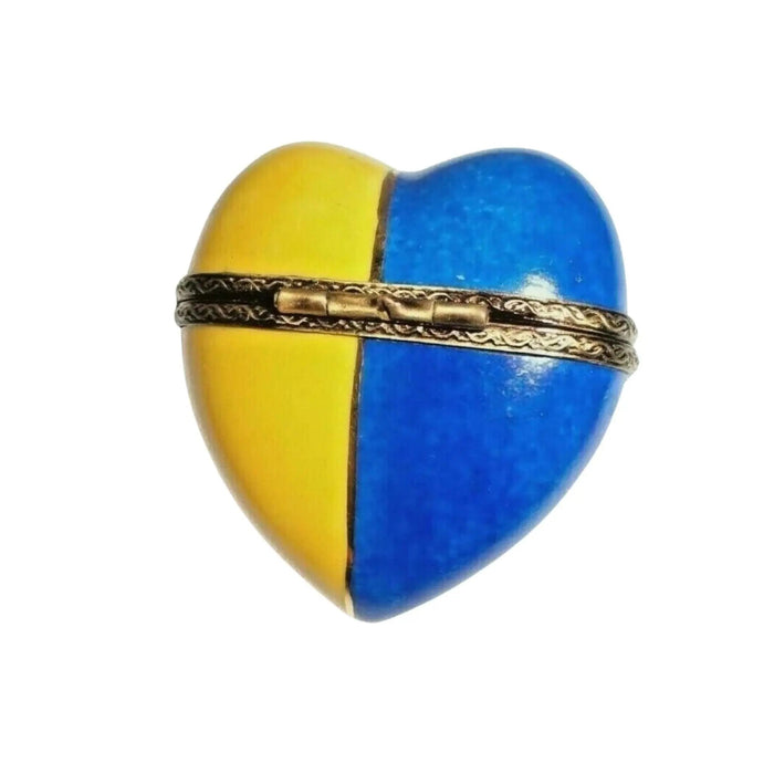 Yellow Blue Heart Porcelain Limoges heart special Limoges Box French Trinket Box