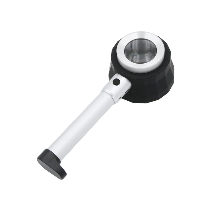 LED Quantity 6 30X Handheld Pipe Metal Scale Magnifier LED UV Currency Checker MG02104171