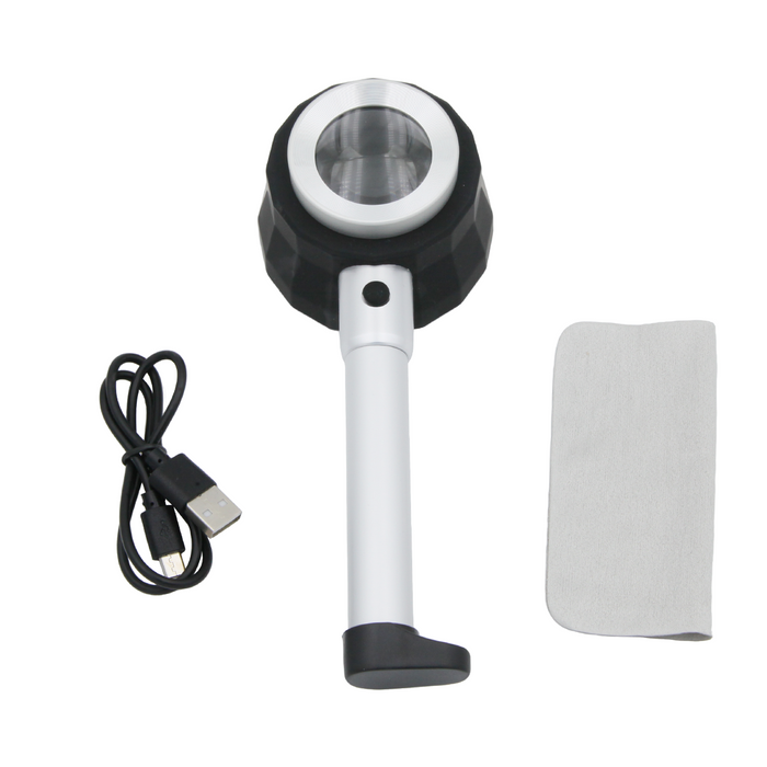 LED Quantity 6 30X Handheld Pipe Metal Scale Magnifier LED UV Currency Checker MG02104171