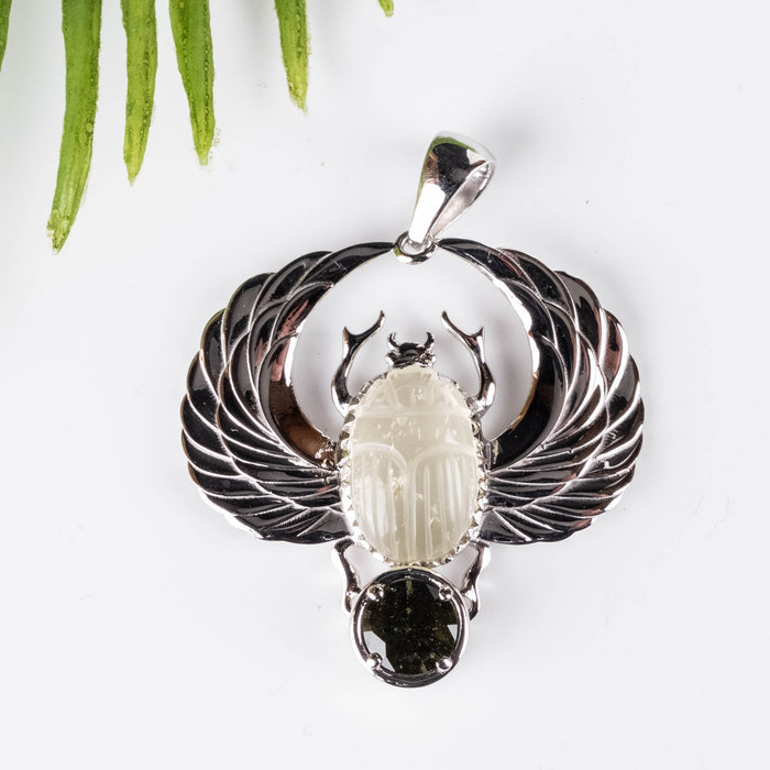 Libyan Desert Glass + Moldavite Scarab Pendant PRE-ORDER - InnerVision Crystals