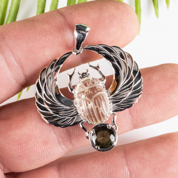 Libyan Desert Glass + Moldavite Scarab Pendant PRE-ORDER - InnerVision Crystals