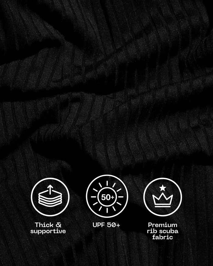 Fabric swatch of Lifty - Contour Rib Black/Tawny