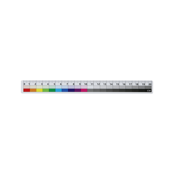 Low Gloss Double-Sided Scale Yes Double-Sided PVC Grid Photography Scale (20cm), SKU CT20051307, three quarter front view