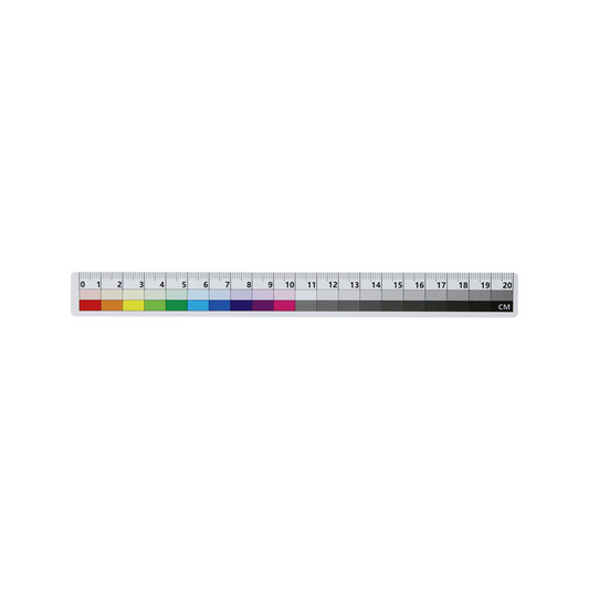 Low Gloss Double-Sided Scale Yes Double-Sided PVC Grid Photography Scale (20cm), SKU CT20051307, three quarter front view