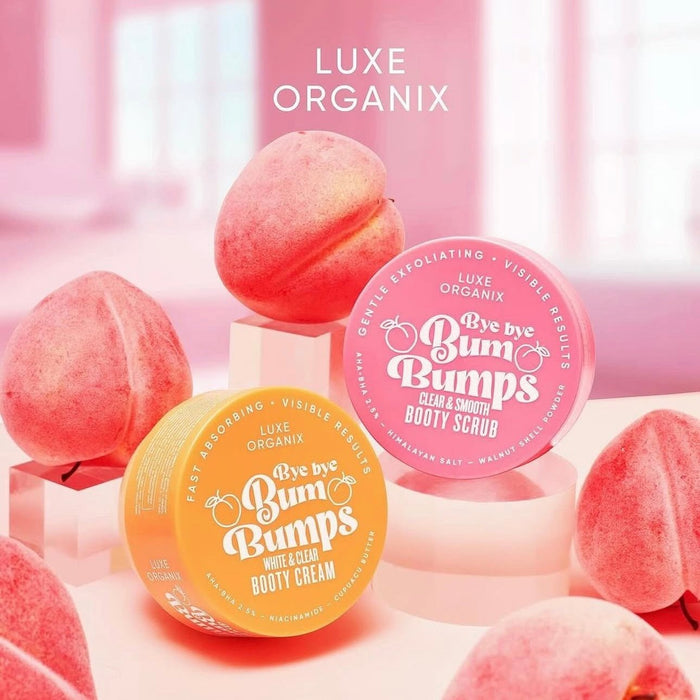 Luxe Organix Bye Bye Bum Bumps White & Clear Booty Cream 230g كريم لوكس أورجانيكس باي باي بوم بامبس وايت آند كلير بوتي - Princess Cosmetics Qatar