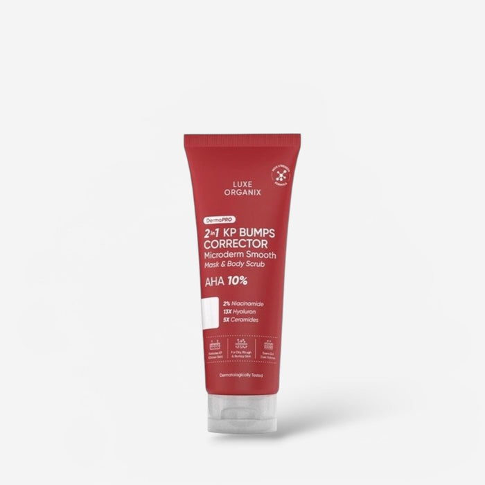 Luxe Organix DermaPRO 2in1 KP Bumps Smooth Mask + Scrub Exfoliant 200ml قناع لوكس أورجانيكس ديرما برو 2 في 1 لتنعيم نتوءات الشعر الكيراتيني + مقشر - Princess Cosmetics Qatar