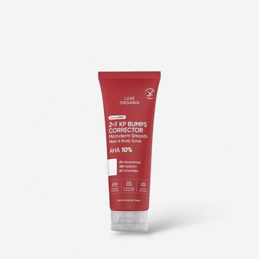 Luxe Organix DermaPRO 2in1 KP Bumps Smooth Mask + Scrub Exfoliant 200ml قناع لوكس أورجانيكس ديرما برو 2 في 1 لتنعيم نتوءات الشعر الكيراتيني + مقشر - Princess Cosmetics Qatar