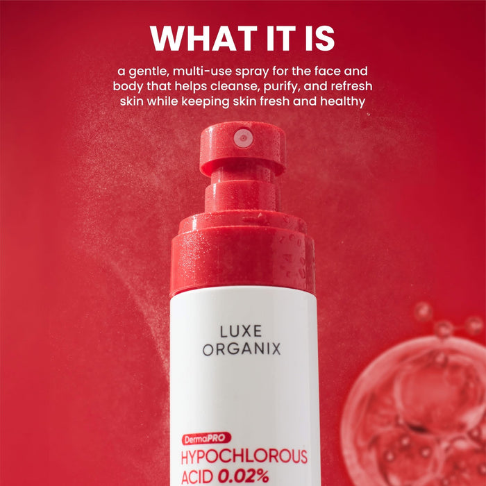 Luxe Organix Hypochlorous Acid 0.02% Clear Skin Defense Antibacterial Mist 100ml بخاخ لوكس أورجانيكس المضاد للبكتيريا بحمض الهيبوكلوروس 0.02%، 100 مل - Princess Cosmetics Qatar