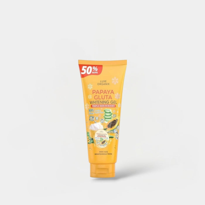 Luxe Organix Papaya Gluta Whitening Gel Triple Serum Boost 300ml جل التبييض لوكس أورجانيكس بالبابايا جلوتا سيروم معزز ثلاثي - Princess Cosmetics Qatar
