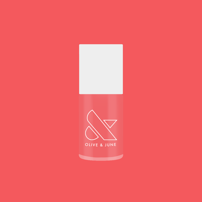 Olive and June Maine Character Energy gel polish bottle in vibrant lobster red for a bright at-home mani look
