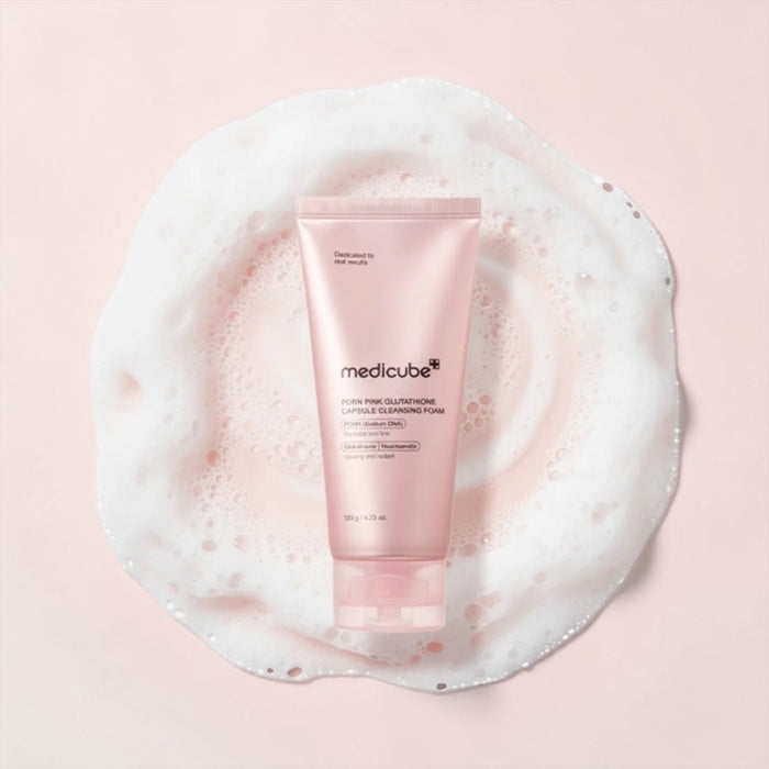 Medicube PDRN Pink Glutathione Cleansing Foam 120g غسول رغوي من الجلوتاثيون الوردي من ميديكوب بي دي آر إن - Princess Cosmetics Qatar