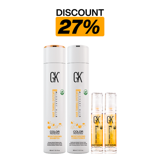 GK Hair Mini Moisture Pack, DISCOUNT 27%: Color Protection Moisturizing Shampoo and Conditioner 300 ml plus two 10 ml Hair Serums