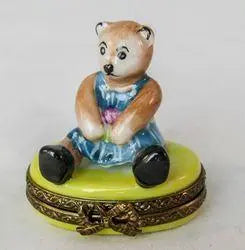 Mini Teddy Bear Porcelain Limoges Teddy French Trinket Box
