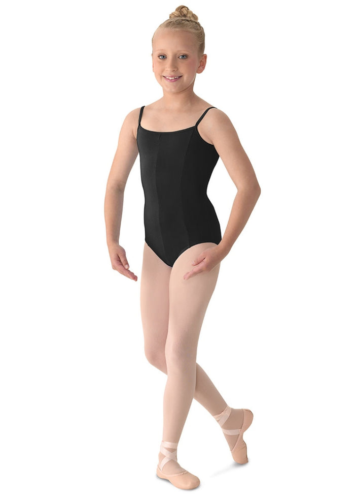 Mirella M207L-BLK Girls' Cotton Princess Seam Camisole Leotard Leotard in Black