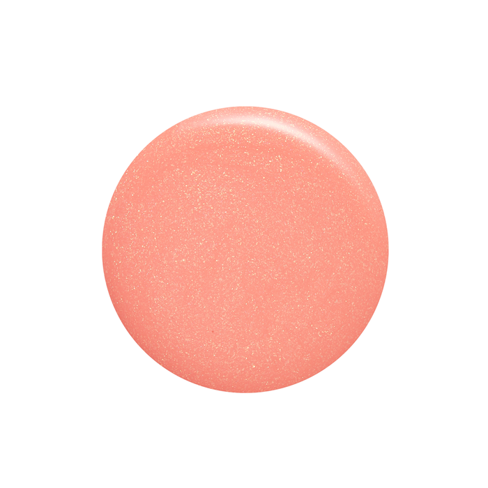 Mystical coral gold shimmer nail polish color swatch