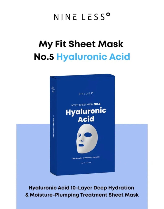 Nineless My Fit Sheet Mask - Hyaluronic Acid (1 Sheet) قناع الوجه ناينليس ماي فيت - حمض الهيالورونيك - Princess Cosmetics Qatar