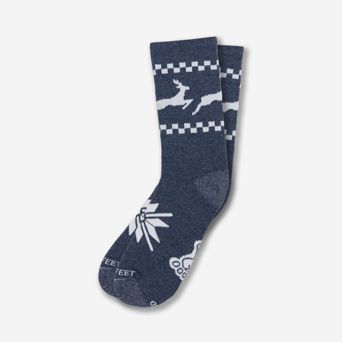 Blue nordic reindeer socks
