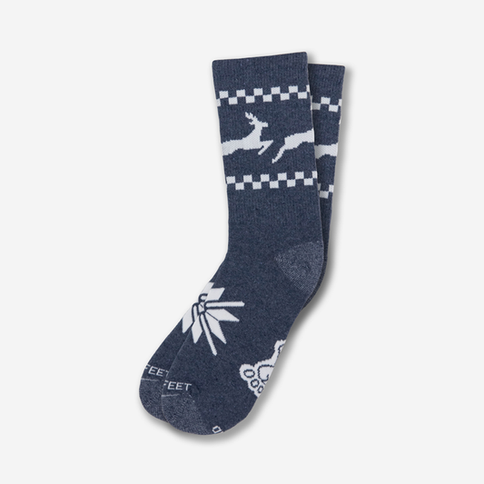 Blue nordic reindeer socks