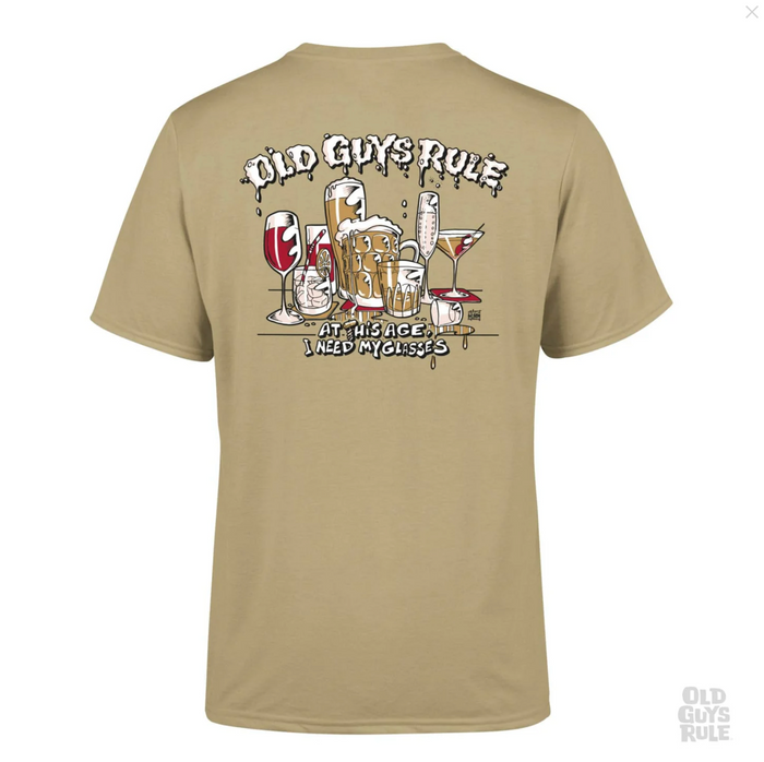 OLD GUYS RULE - NEED MY GLASSES' T-SHIRT - TAN -