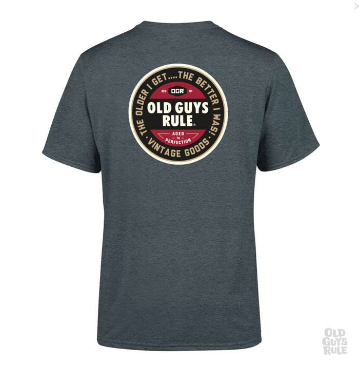 OLD GUYS RULE -NATURAL TRACTION II' T-SHIRT - DARK HEATHER -