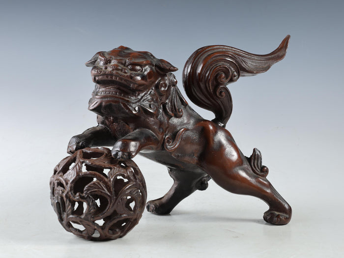 Old Japanese Legendary Leo Small Bronze Figure Good Atmosphere Komainu Tsushima