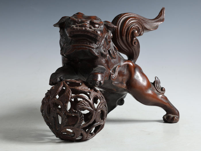 Old Japanese Legendary Leo Small Bronze Figure Good Atmosphere Komainu Tsushima