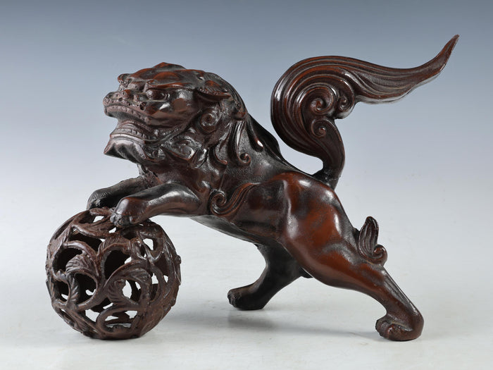 Old Japanese Legendary Leo Small Bronze Figure Good Atmosphere Komainu Tsushima