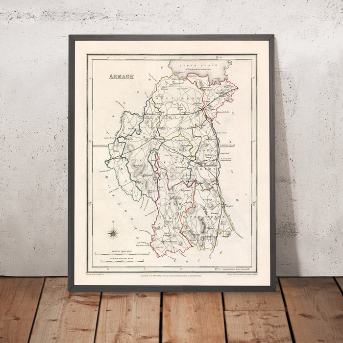 Old Map of County Armagh by Samuel Lewis, 1844: Lurgan, Portadown, Markethill, Keady, Tandragee