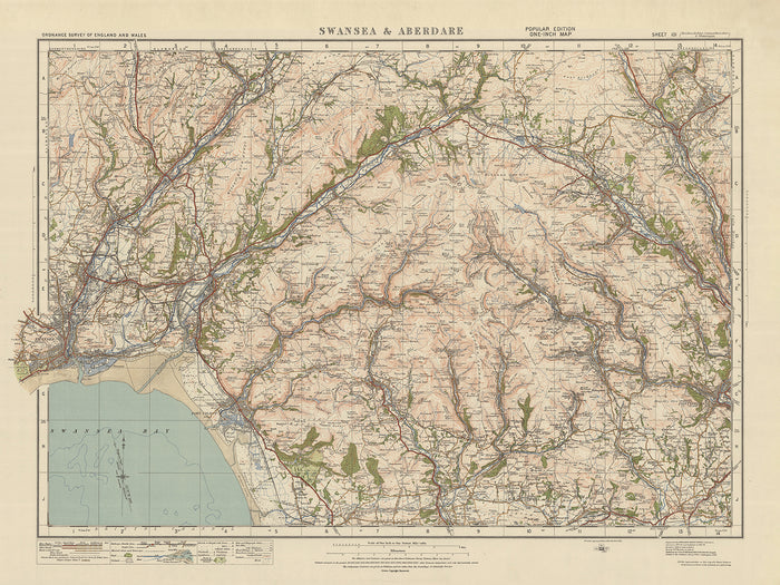 Old Ordnance Survey Map, Sheet 101 - Swansea & Aberdare, 1925: Merthyr Tydfil, Neath, Port Talbot, Pontypridd