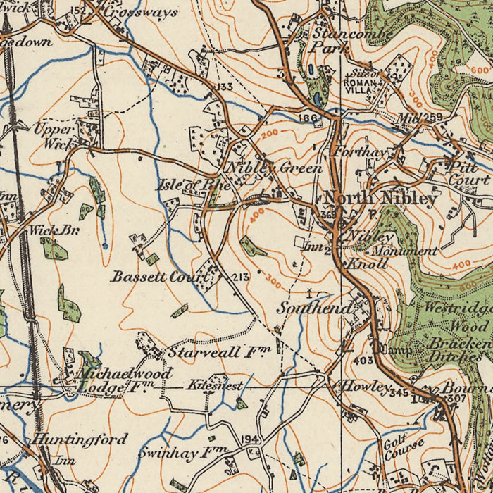 Old Ordnance Survey Map, Sheet 103 - Stroud & Chepstow, 1925: Lydney, Thornbury, Coleford, Dursley, Cotswolds AONB – centre detail crop
