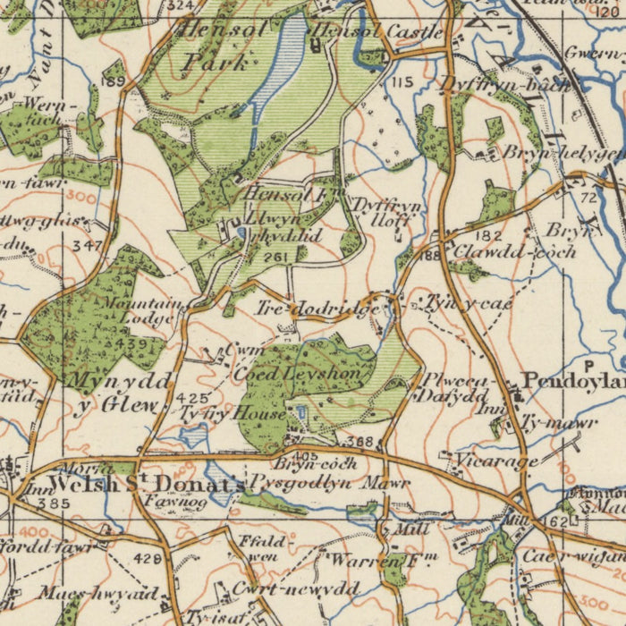Old Ordnance Survey Map, Sheet 109 - Pontypridd & Barry, 1925: Cardiff, Bridgend, Porthcawl, Newport, and Caerphilly – centre detail crop