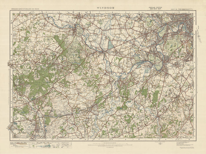 Old Ordnance Survey Map, Sheet 114 - Windsor, 1925: Woking, Farnborough, Slough, Bracknell, Richmond