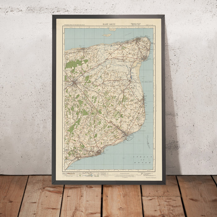 Old Ordnance Survey Map, Sheet 117 - East Kent, 1925: Canterbury, Dover, Folkestone, Broadstairs, Kent Downs AONB