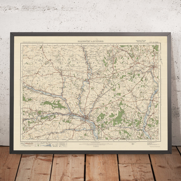 Old Ordnance Survey Map, Sheet 122 - Salisbury & Bulford, 1925: Andover, Amesbury, Wilton, Stockbridge, Cranborne Chase AONB