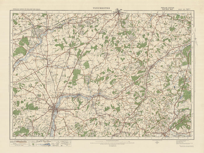 Old Ordnance Survey Map, Sheet 123 - Winchester, 1925: Basingstoke, Whitchurch, Petersfield, Alton, Odiham