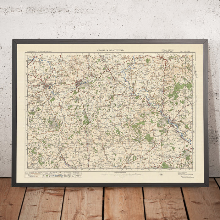 Old Ordnance Survey Map, Sheet 130 - Yeovil & Blandford, 1925: Sherborne, Shaftesbury, Ilchester, Maiden Newton, Dorset AONB