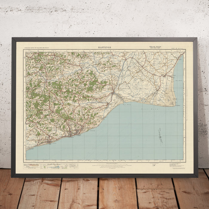 Old Ordnance Survey Map, Sheet 135 - Hastings, 1925: Bexhill, Rye, Battle, Lydd, High Weald AONB