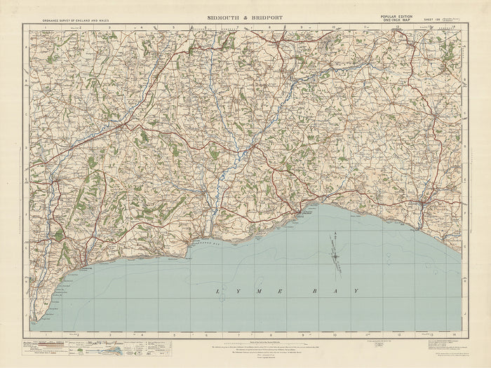 Old Ordnance Survey Map, Sheet 139 - Sidmouth & Bridport, 1925: Seaton, Honiton, Lyme Regis, Axminster, East Devon AONB