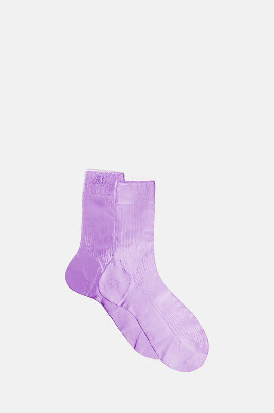 Maria La Rosa One Ribbed Laminated Socks Lilac.