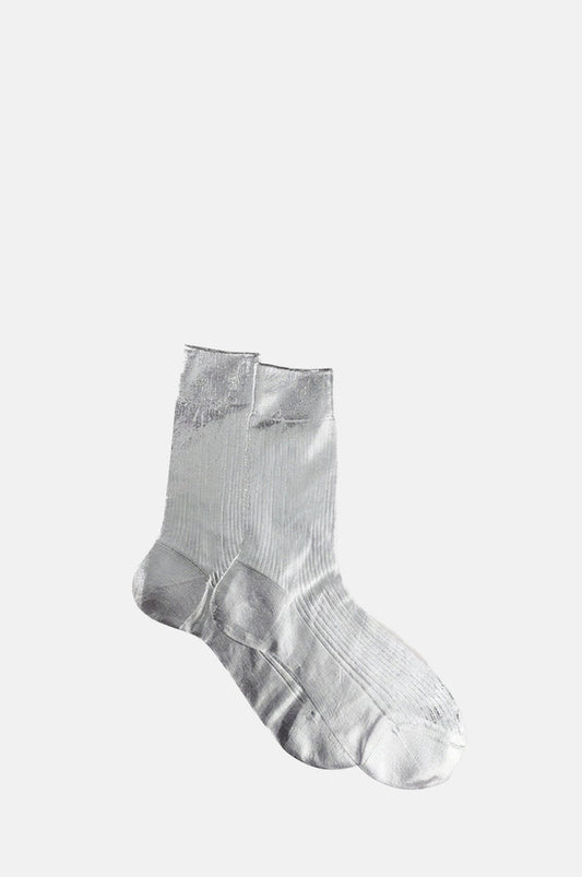 Maria La Rosa One Ribbed Laminated Socks Silver.
