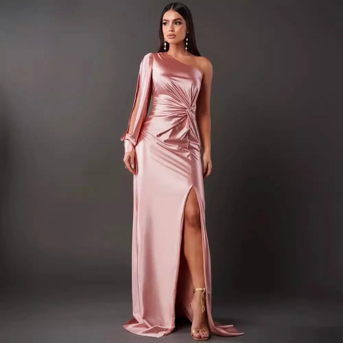 One-Shoulder Split Slim Dress Dream World