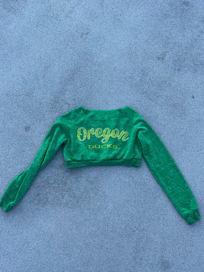 Oregon Ducks off the shoulder extra cropped crewneck