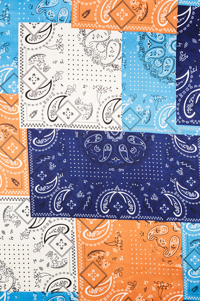 Paisley Square Orange and Blue