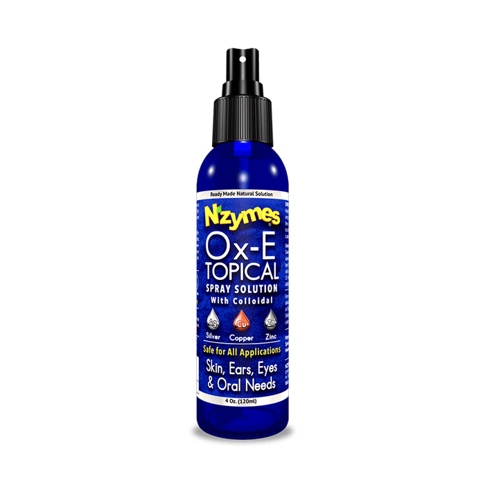 Nzymes Ox-E Topical Spray Solution – Enhanced with Colloidal Silver, Zinc & Copper for Powerful Antimicrobial Skin Support