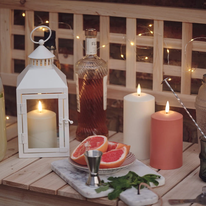 Perth White Garden Lantern with TruGlow® Candle And Remote Control