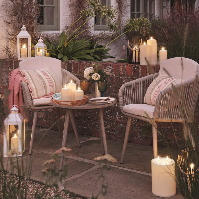 Perth White Garden Lantern with TruGlow® Candle And Remote Control